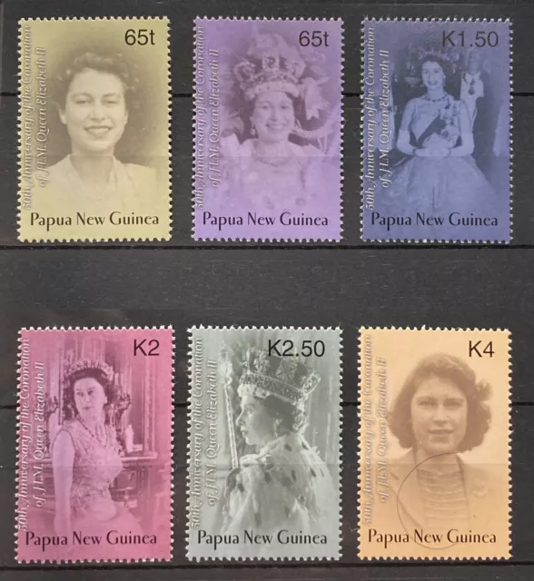 PAPUA NEW GUINEA. 2003 50TH ANNIV OF CORONATION SET NHM SG 961-966 cv £7