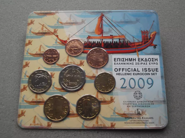 Griechenland KMS 2009 - KMS mit 2 Euro Stier im original Folder  - Aufl. 7.500