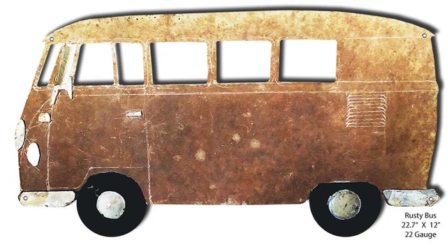 VW Bus Faux Rust Garage Shop Wall Art Metal Sign 12x22.7 - RVG603S