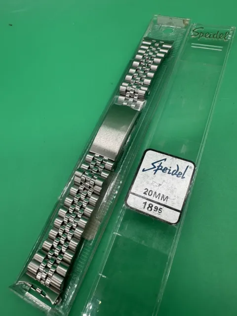 Vintage NOS Speidel  Stainless Bracelet Silver Tone Watch Band Men's 20mm