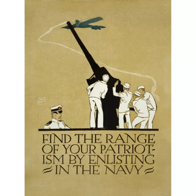 Preissig US Navy WWI War Recruitment Advert 1918 Canvas Wall Art Print Poster