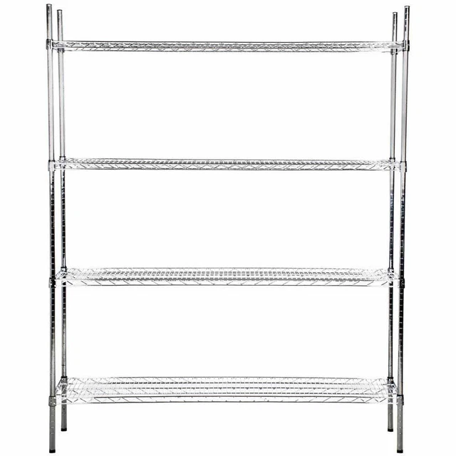 Heavy Duty 18" x 60" x 74" Silver Chrome Wire Storage Shelf Rack Kit Commercial