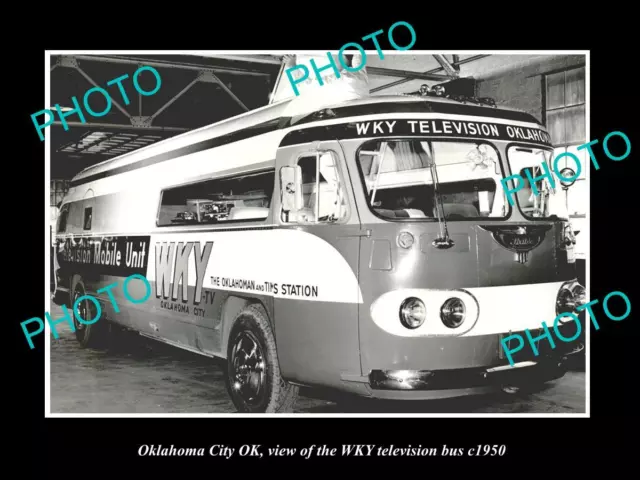 ANTIGUA FOTO HISTÓRICA GRANDE DE OKLAHOMA CITY OK THE WKY TV AUTOBÚS c1950