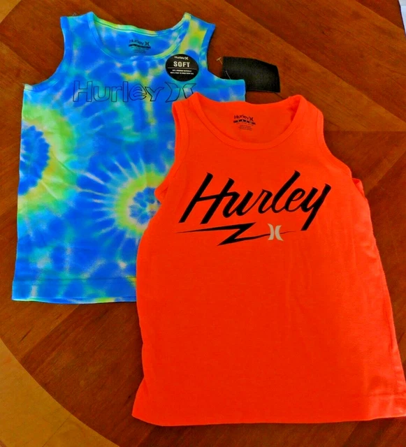 2 Hurley tank tops blue tie dye/orange  boy sz 5 one NWT