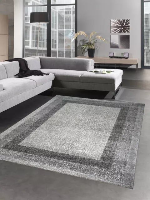 Modern alfombra pelo corto gris