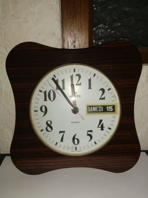 Ancienne horloge formica vintage VEDETTE Transistor avec dateur