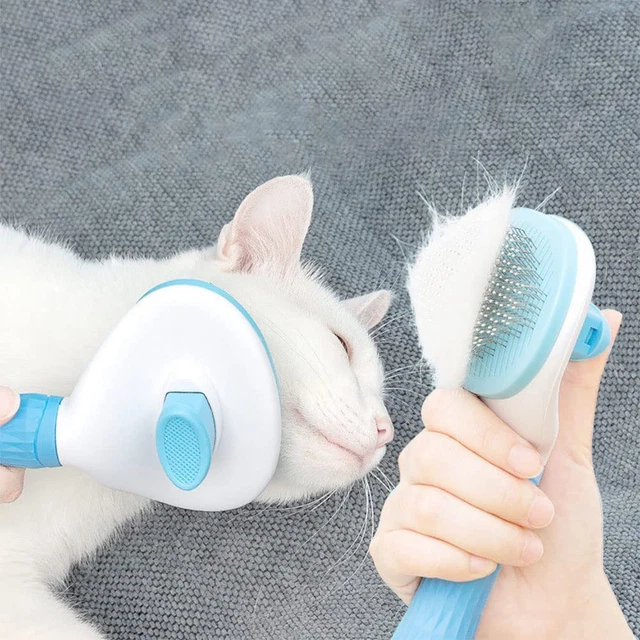 Self Cleaning Slicker Brush Comb Pet Cat Dog Hair Shedding Tangled Haired Remove