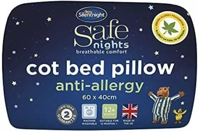Silentnight - Safe Nights Cot Bed Pillow - Anti Allergy Nursery Pillow For Sleep