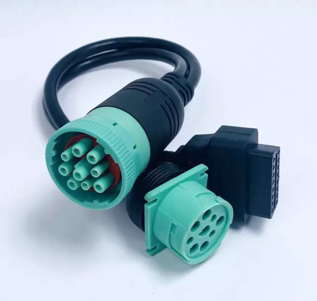 Y-Cable Adapter 9 Pin to OBD2 Interface OBDII Y Splitter Truck J1939 9 Pin