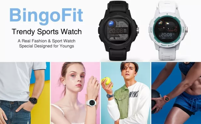 WHITE BINGOFIT HD Touch Screen Smart Watch Activity Fitness