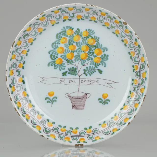 Antique Ca 1900 French Plate with ViVA Oranje Faience Willem V