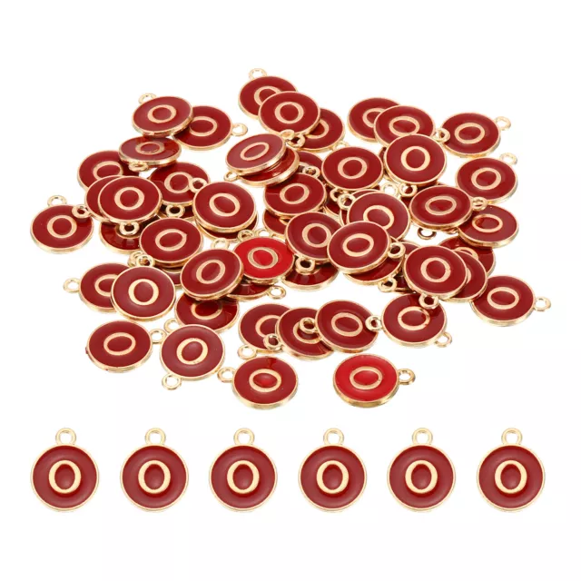 Letter Charm O, 60Pcs Double Sided Alphabet Initial Charm Pendants Beads Red