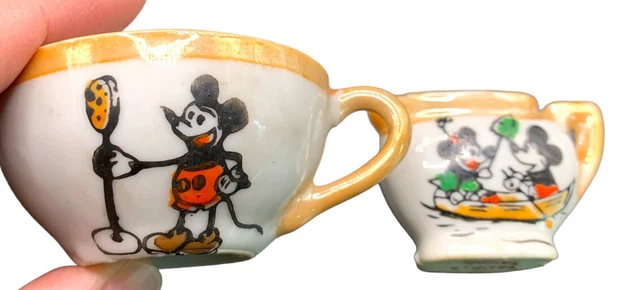 2 Pc Antique Occupied Japan Mickey Mouse Child’s Tea Pot & Cup Set 2 Pc Antique Occupied Japan Mickey Mouse Child’s Tea Pot & Cup Set