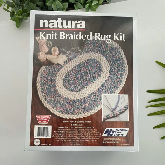 Kit de alfombras trenzadas tejidas Natura de colección hilo nacional artesanías K094 confeti 27x33 NUEVO