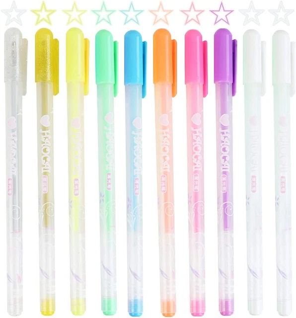 10 Stylos à Encre Gel, Gel 0.8 mm Pointe Fine Colorés à...