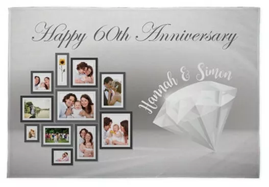 60th Anniversario Personalizzato Foto Banner (Diamante) 1.5x0.9m Add & Testo