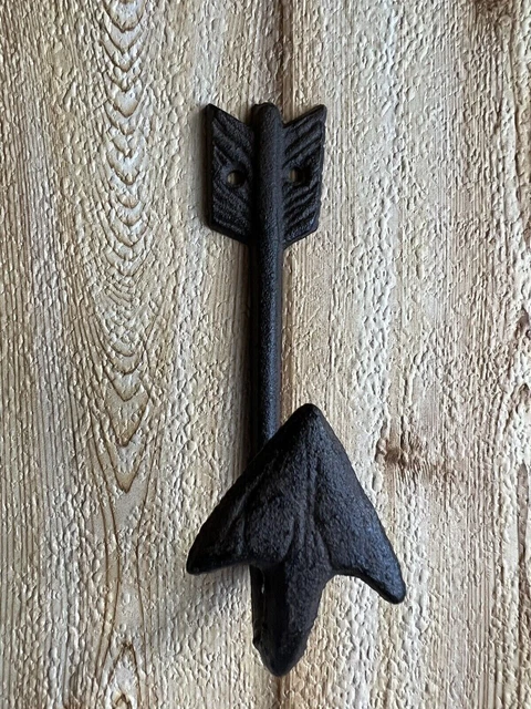 Rustic Western Cast Iron Arrowhead Hook Key Rack Coat Hanger Wall Mounted