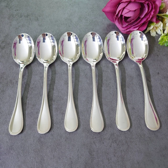 Christofle Perles Icecream Spoon 6pcs Silverplate Flatware Excellent