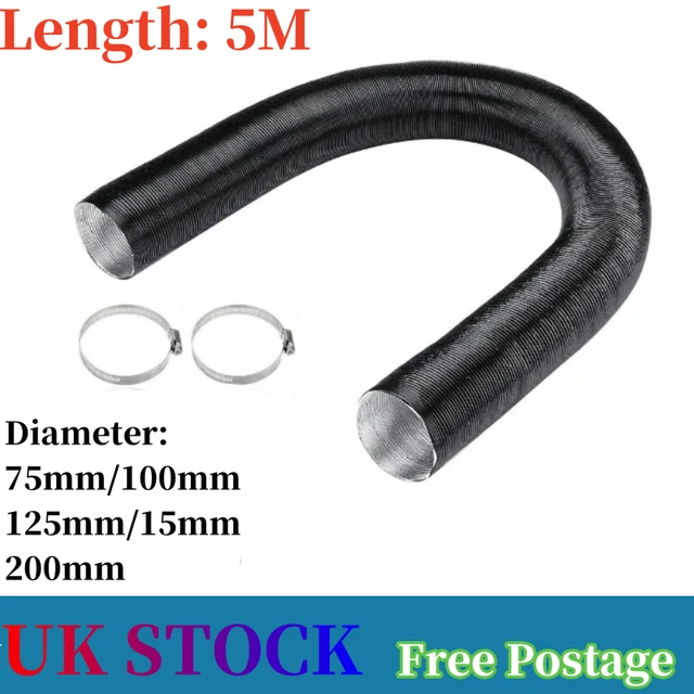 3-8INCH 5M FLEXIBLE Ducting Dryer Vent Pipe Aluminum Foil PVC Duct Fan ...