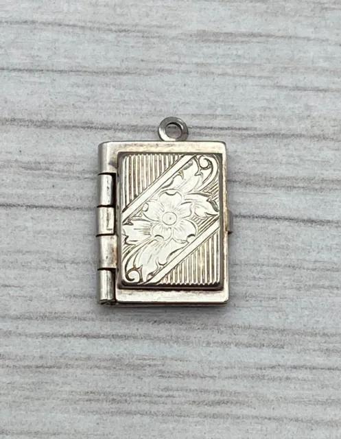 Vintage Sterling Silver Charm Book Locket with Note Inside 1941 (G61)