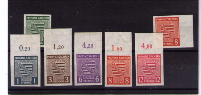 SBZ, Provinz Sachsen, Mi 66x -  71x, postfrisch, Satz, Oberrand