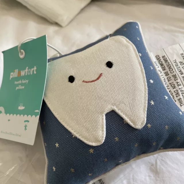 Pillowfort Kids Blue White TOOTH FAIRY PILLOW Door Hanger Wall New