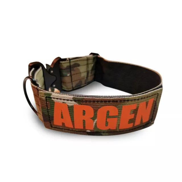 Tactical Dog Collar American Made 2" MultiCam Green personalized patch