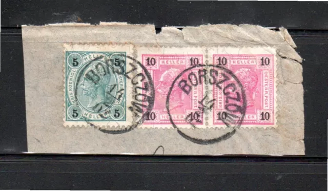 Osterreich 1902 Freimarke 87+89 (2x) auf Briefstuck Borszczow (Polen)