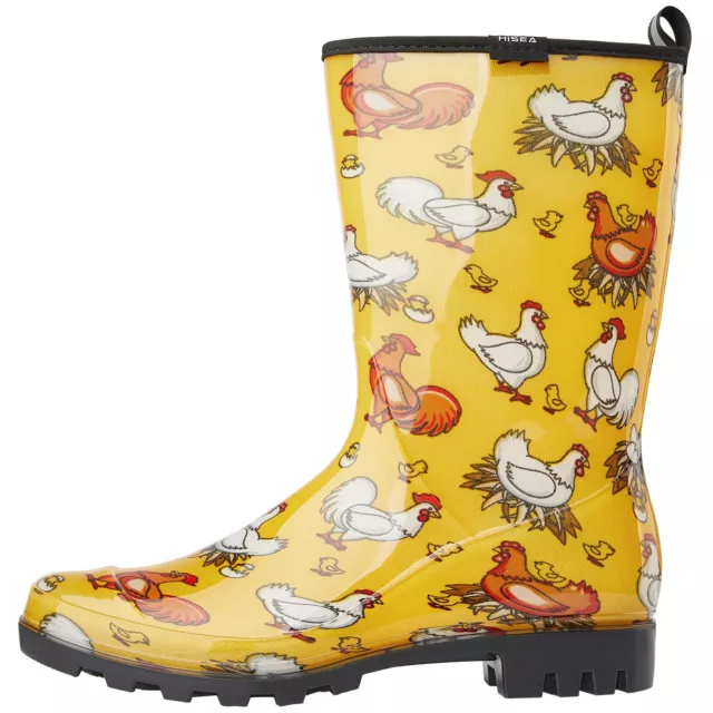 HISEA Women Fashion Printed Rain Boots Waterproof Non-Slip Wellies Garden Shoes