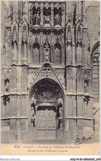 ACQP4-59-0342 - LILLE - portail de l'église st-maurice - portal of the st-maur