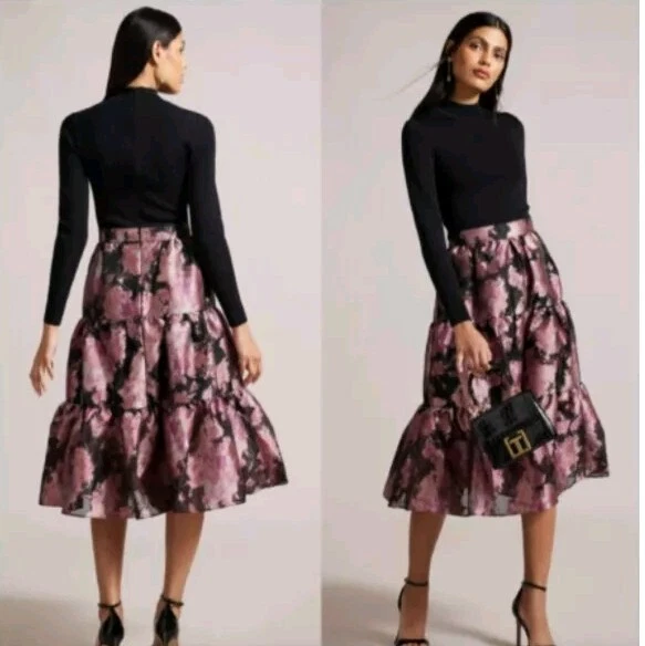 BEAUTIFUL TED BAKER Camelis Fantasia Tiered Midi Dress Size 3 12 14 49.99 PicClick UK