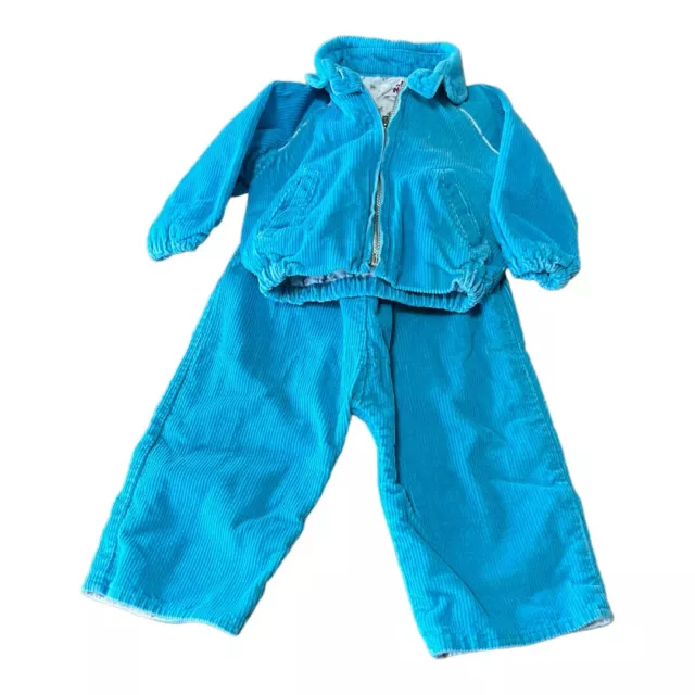 Vintage Park Bench Kids  Sz 12 mo Blue Corduroy Jacket & Pants Set