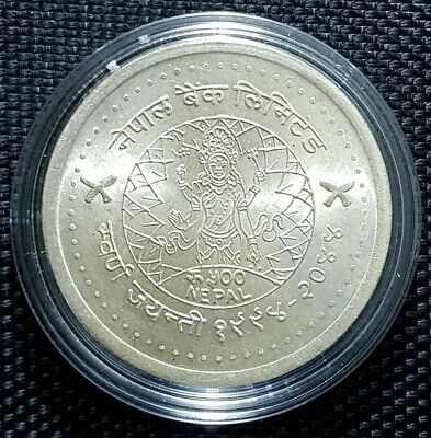 VS 2044,AD 1987 NEPAL 500 Rupee Silver Coin,KM#1035,35g,Ø40mm(+FREE1 coin)#12394