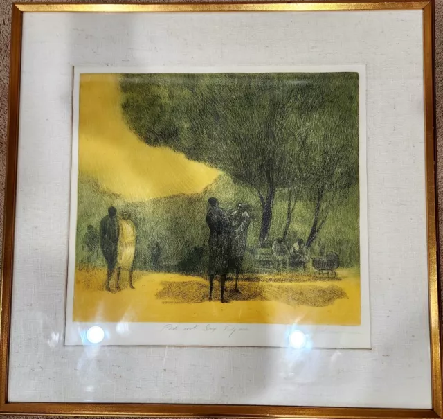 Harold Altman Signed Etching 132/185 “Park With Six Figures” Chicago Artist