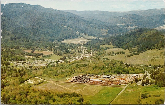 San Lorenzo Valley CA California Aerial View 1960s Vintage Postcard H38
