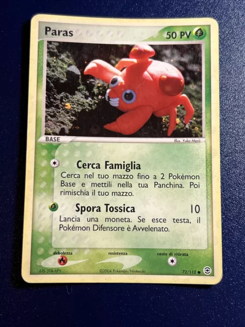 Pokemon Papier Paras 72/112 Rare Holo En Italien Rouge Feu Et Vert Feuille