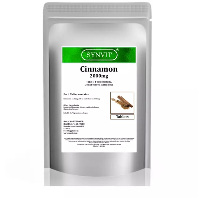 SYNVIT Cinnamon 2000mg tablets  Anti-Inflammatory Antioxidant Vegan