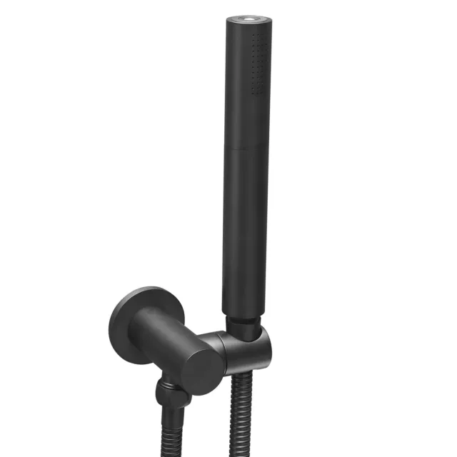 Matte Black Solid Brass Round Double Function Handheld Shower head With Holde...