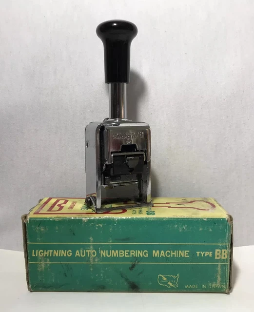 VTG Lightning Auto Numbering Machine Type BB 5 Wheels 4 Action With Original Box