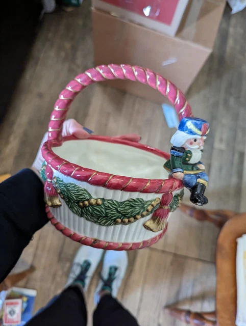 Fitz And Floyd Nutcracker Sweets Christmas Handcrafted Ceramic Basket 1982