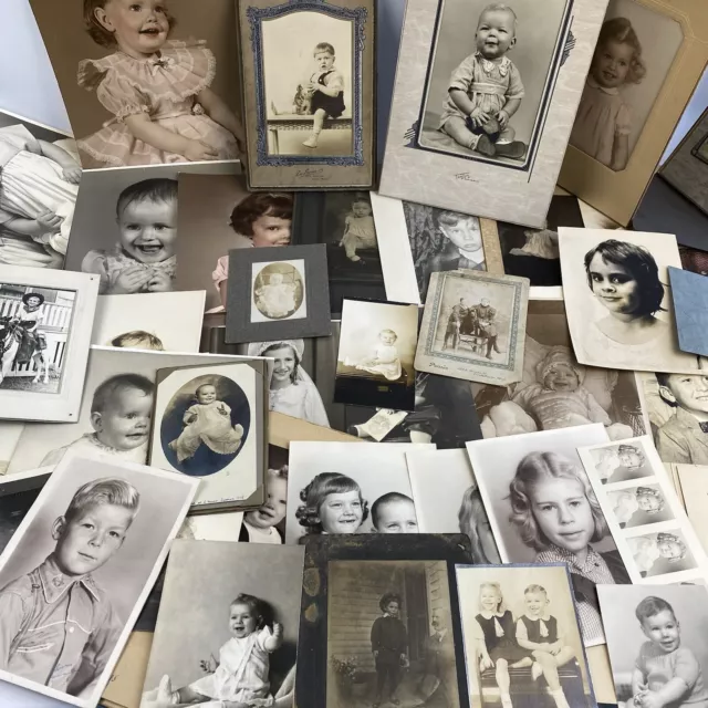 Lot of 40+ Vintage & Antique Photos Babies & Children Cabinet Cards + Others