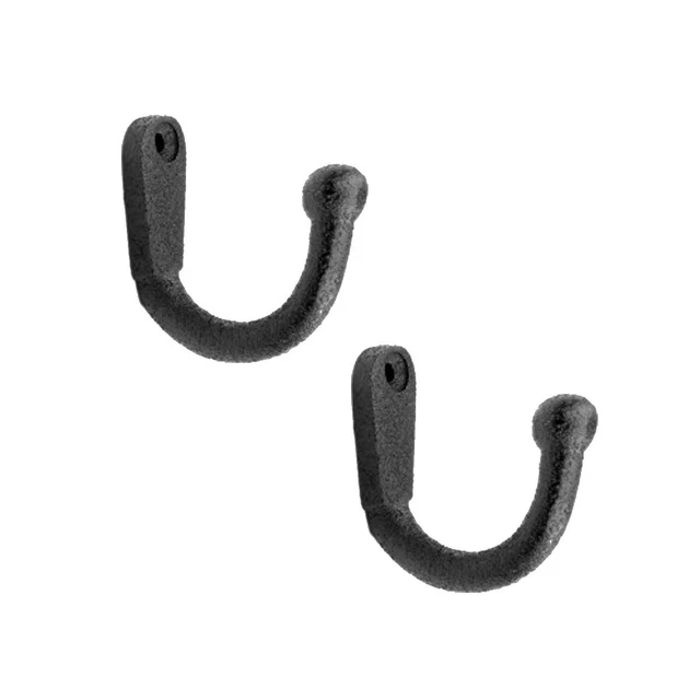 Black Coat Hooks Wrought Iron Knob Hook Hanger Tip Set of 2 Renovators Supply