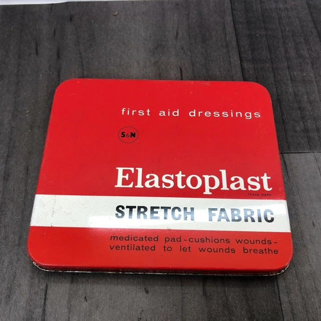 Elastoplast Tin Stretch Fabric Empty Authentic Vintage Collectable 1960'S