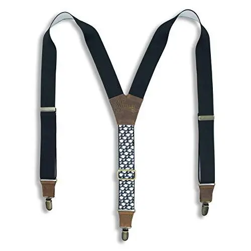 Suspenders The Swag Black Elastic Wide 1.36 inch | Wiseguy Original (Large)