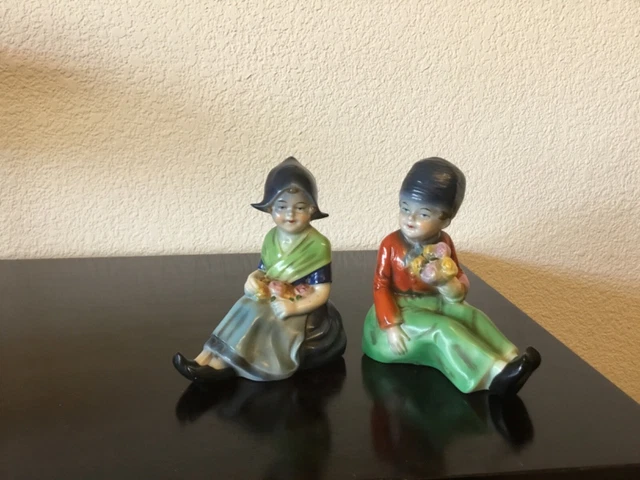 Serre-livres Anciens - Couple Arlésien Polychrome - 1920 - Objet Provençal