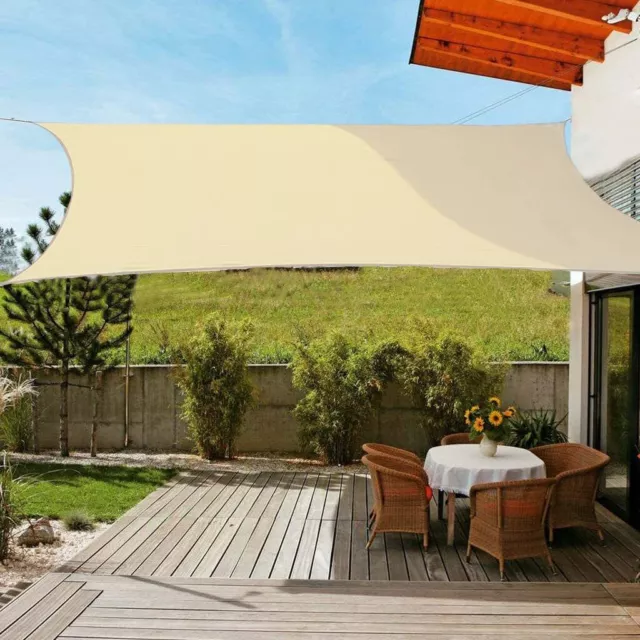 Parasol Voile Auvent Jardin Terrasse Patio Imperméable Solaire Rectangle Corde