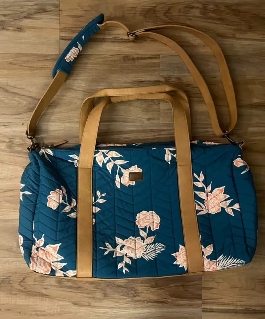 ROXY Carry On Travel Duffle Bag Luggage Overnight Weekender Tote Blue Hawaii