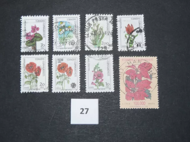 Pflanzen,Blumen,auf , Briefmarken, Türkiye , Türkei (27 )