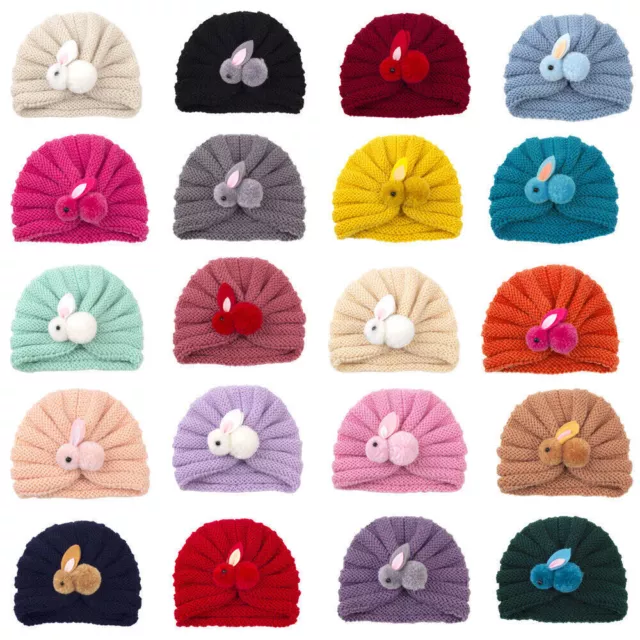 Knitted Winter Baby Hat for Girl Boy Candy Color Bonnet Infant Beanie Turban Hat