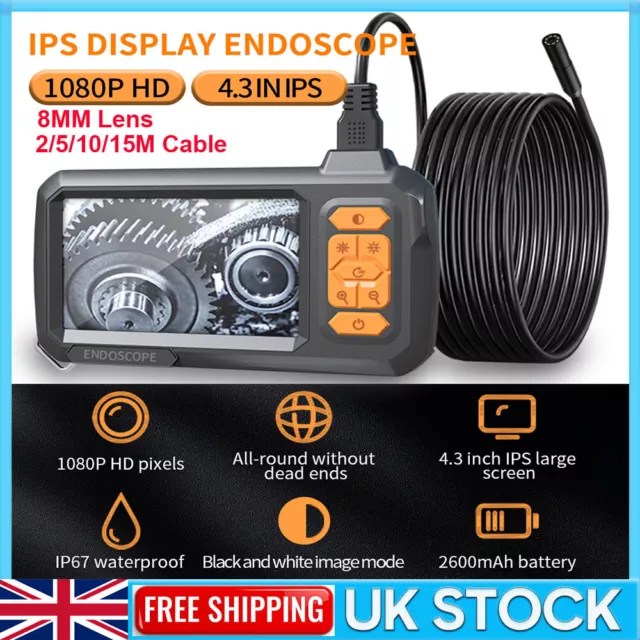 4.3" IPS 8mm 1080P Digital Industrial Endoscope Borescope Inspection Camera LED